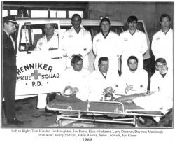 black and white photo of the fire rescue squad