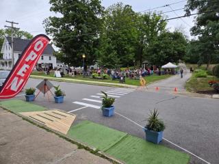 Temporary Cross Walk and Open Sign