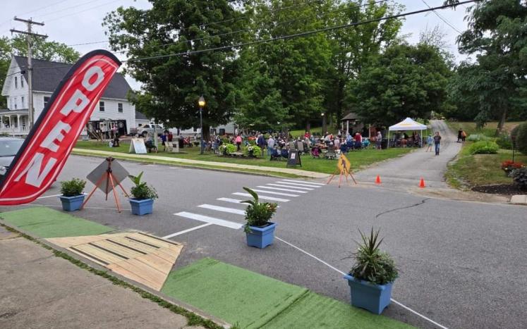 2024 Traffic Calming Demonstration Temporary Cross Walk and Open Sign